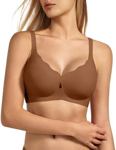 vqj womens jelly comfort no underwire bra scalloped wireless full coverage with push up lift seamless t shirt bra for everyday cafe xl